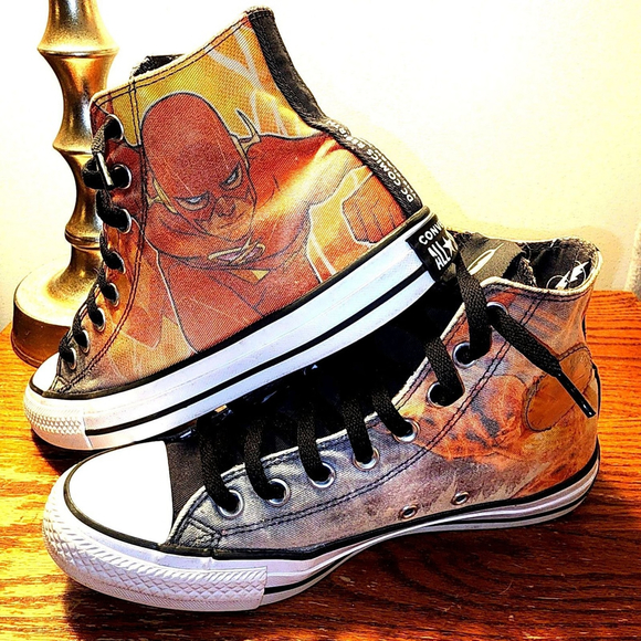 DC Flash Converse High Tops Vintage Fade Y2K Streetwear M7/W9 Rare